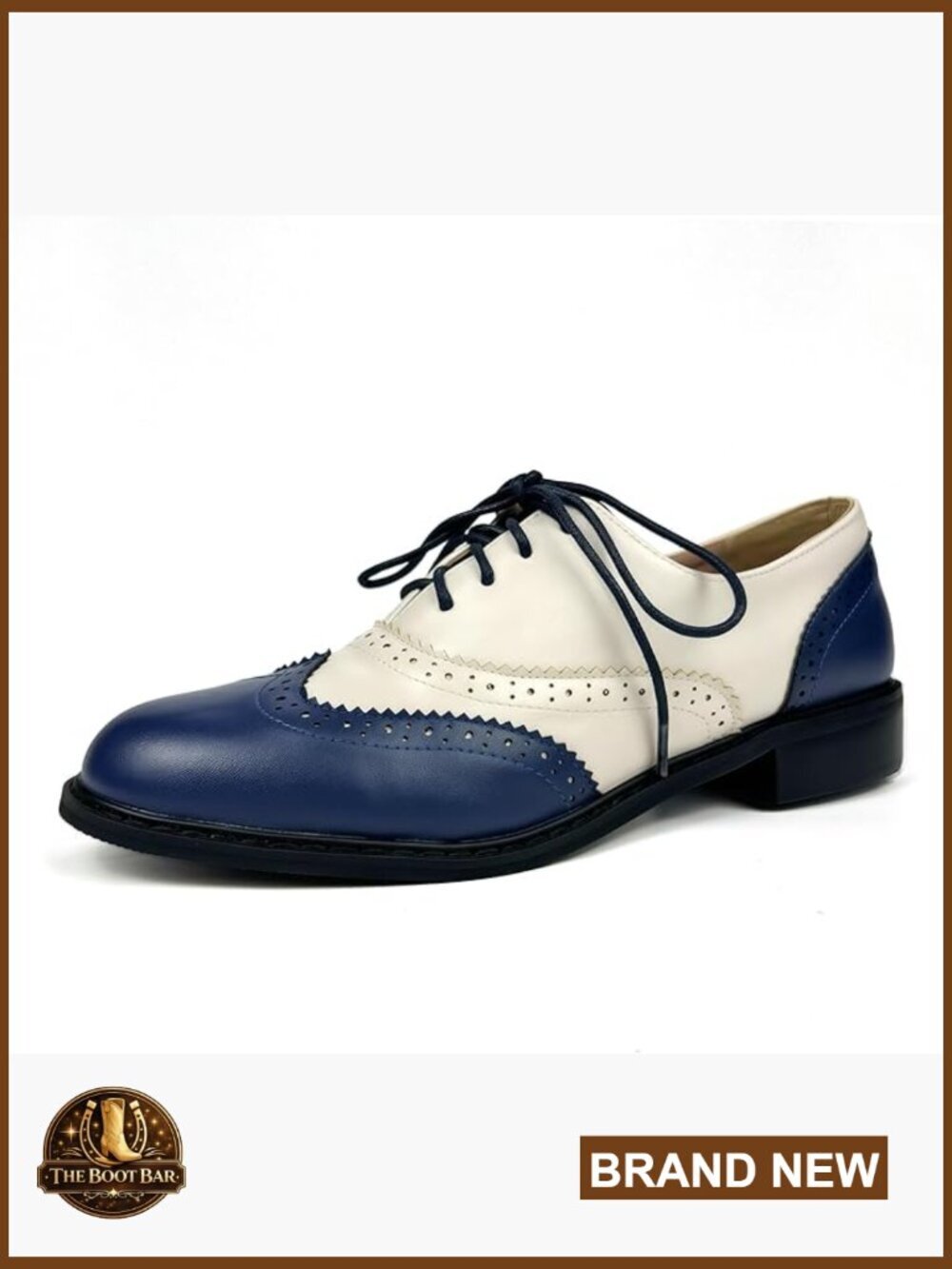 Patent Chunky Heeled Wingtip Lace Up Oxfords Saddle Shoes